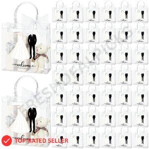 Clear Wedding Gift Bags Elegant Reusable Goodie Bags with Ribbon for Guests